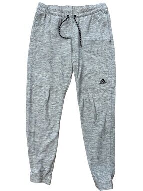 Adidas Men’s Size Medium Gray Jogger Sweatpants Logo Drawstring Stretch Athletic